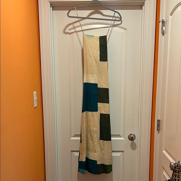Banana Republic Other - Banana Republic Cream Dress with Teal and Dark Green Blocks